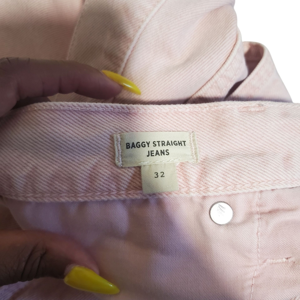 Madewell Pink Women's High Rise Cropped Wide Leg Jeans Unfinished Hem Size 32 - Picture 10 of 11